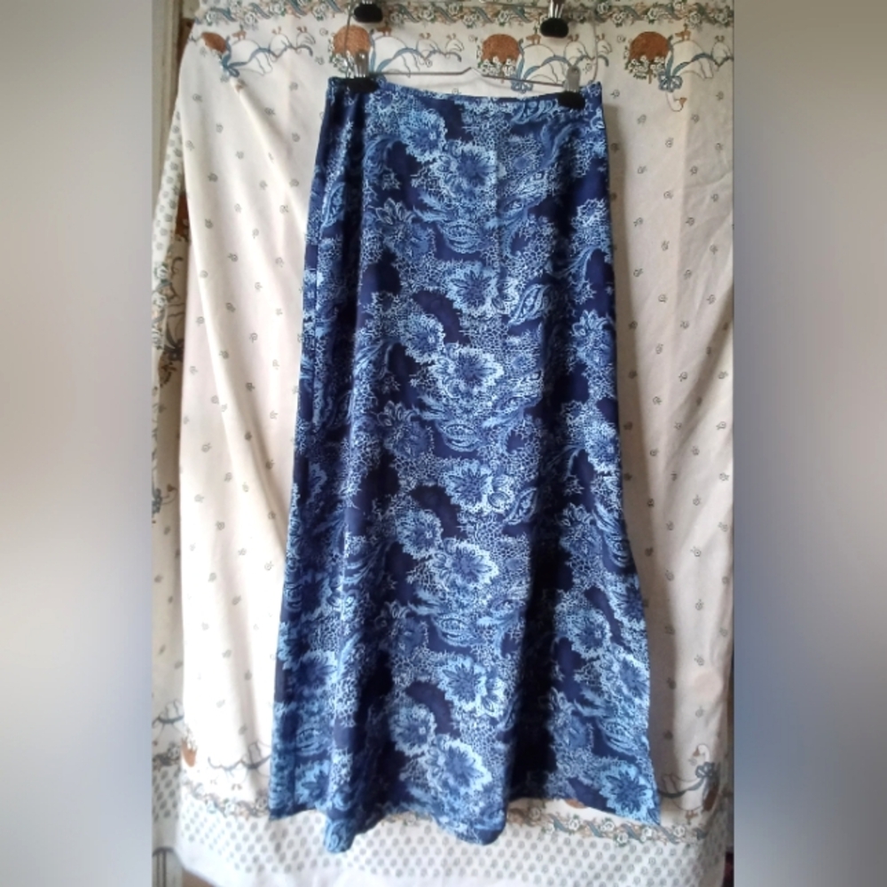 Traffic Blue Floral Maxi Skirt